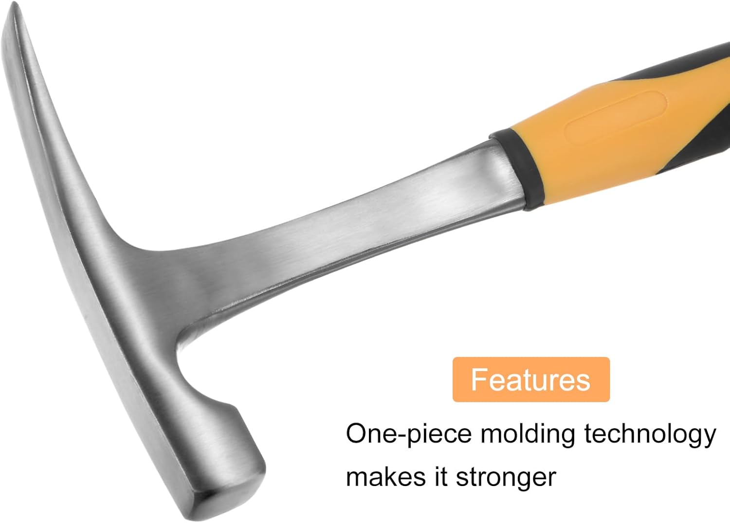 HARFINGTON Rock Hammer 32oz 13inch Flat Head Anti-Slip Shock-Proof Handle Geology Hammer Brick Rock Pick Masonry Hammers for Geological Study Exploration Mining Masonry, Yellow Black