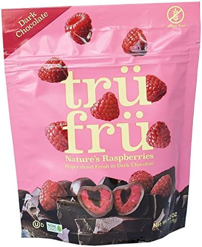Tru Fru Nature's Raspberries Hyper-Dried Fresh in Dark Chocolate, 4.2 Ounce Bag