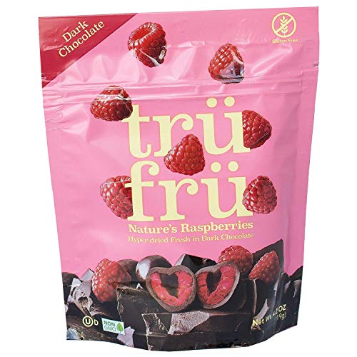Tru Fru Nature's Raspberries Hyper-Dried Fresh In Dark Chocolate, 4.2 Ounce Bag #TOP24