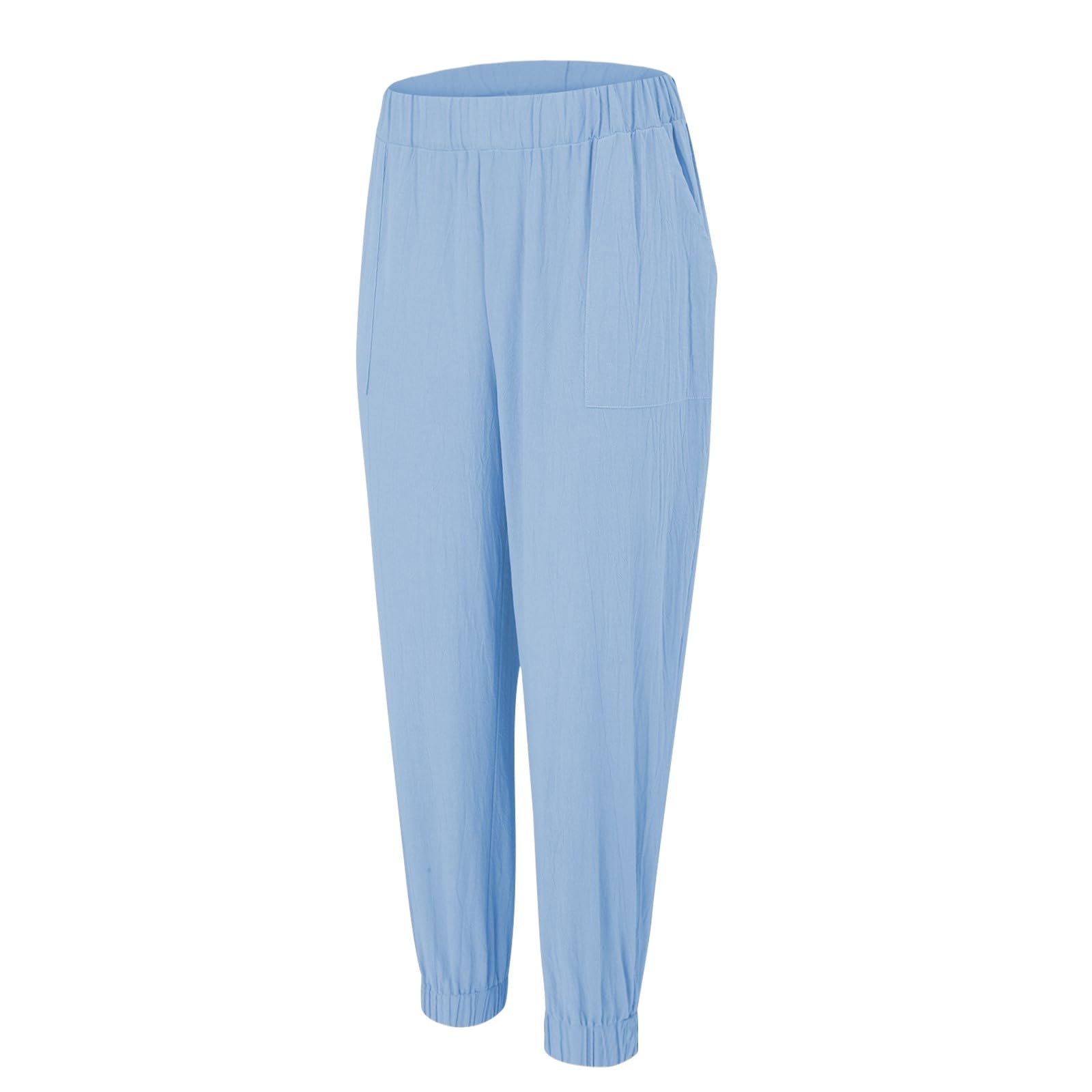 Hose Damen Sommer Leicht Weite Hosen Damen Sommer Locker Geschnitten Glatter Elastischer Bund Jogger Stoffhose Musselin Einfarbig Mit Taschen Luftig Atmungsaktiv Passend Für Outdoor