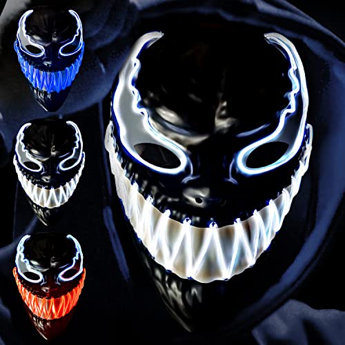 Heytech Halloween Mask Purge Led Mask For Festival Halloween Scary Party,Costume Cosplay,Gifts (New-White) #TOP6