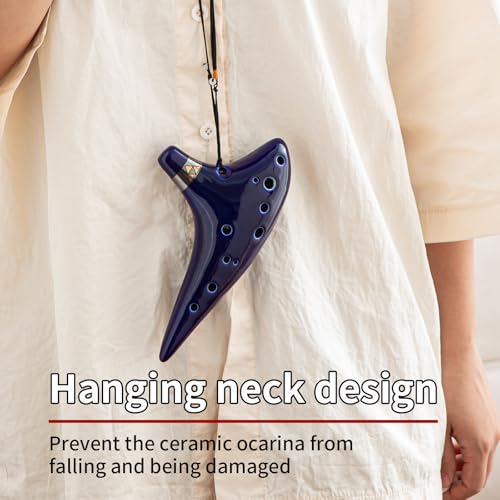 Image of inchOcean Notes inch 12 Hole Sweet Potato Ocarina Graceful Shape Pottery Ocarina in Alto C (Royal Blue)