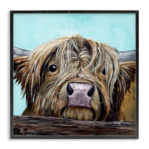 Highland Cattle Farmhouse Animal, 17 x 17 Inch Framed Giclée Print