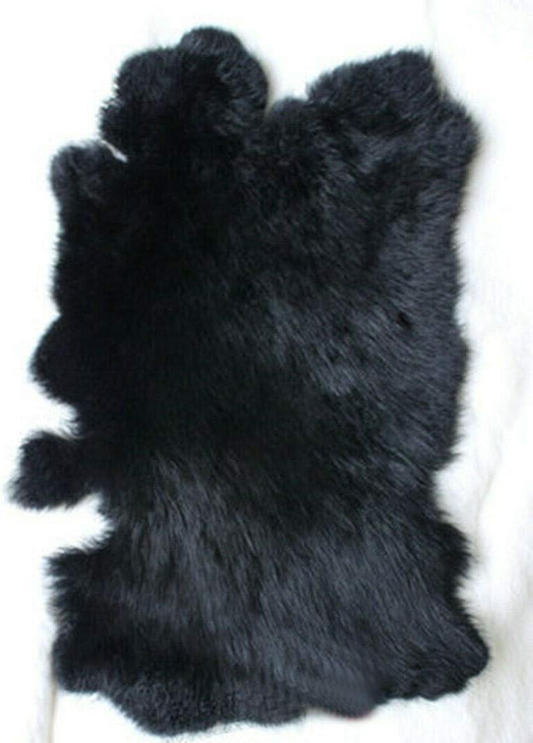 Natural Tanned Assorted Rabbit Pelts Rabbit Hide Skin (12" by 14" Sewing Quality Leather) (Natural Black)