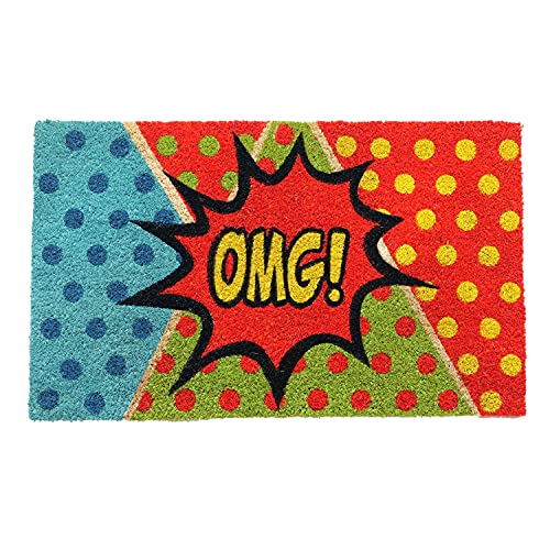 Image of Onlymat OMG Pop Art Fun Design Printed Doormat Multicolor Polka Dot Pattern Weather-Resistant and Durable Coir Doormat with Anti-Slip PVC Backing for Indoor and Outdoor Use - 45 x 75 cm