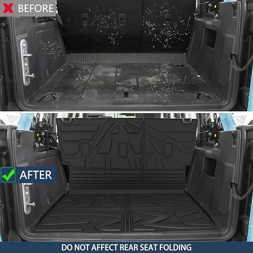 Image of KARPAL Floor Mats for 2021-2026 Ford Bronco 4 Door (Not for Sport), Upgraded TPE All Weather Custom Fit Ford Bronco Accessories Floor Liner & Cargo Liner & Backrest Mat Full Sets