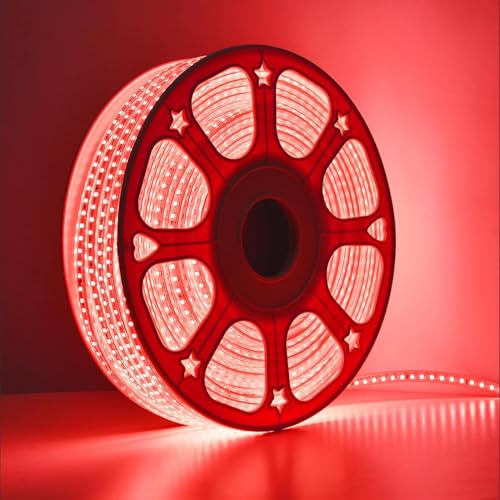 Image of MPROW 5 Meter LED Rope Light | 120 LEDs /Meter Waterproof Strip Light | Cove Light for False Ceiling, Diwali, Balcony & Indoor Decoration (Red)