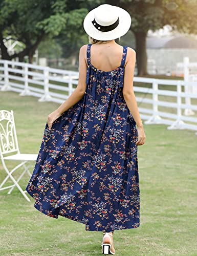 YESNO Women Dress Summer Casual Maxi Plus Size Dress Ladies Boho Floral Square Neck Long Dresses Wide Pockets XL E96 UK CR30 - Image 4