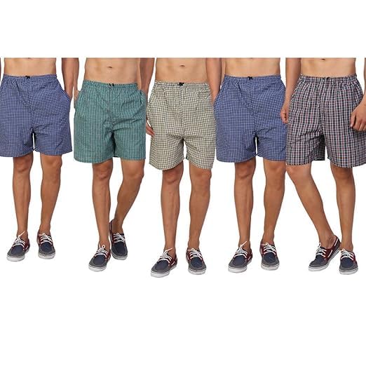 Textile Fabric Men's Cotton Shorts Boxers, Pack of 5 - Multicolor-picture-29