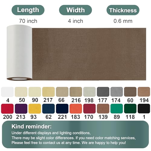 Image of Linen Canvas Repair Tape, 4 inch x 63 inch Brown Waterproof Self-Adhesive Patch for Outdoor Gear, Durable and Weatherproof Fabric Tape for Boat Covers, Tents, Sofas, Sun Shades, Awnings, and Lounge Chairs