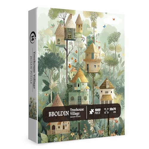 Puzzle Fantasy Treehouse para Adultos 1000 Piezas, Rompecabezas de Madera con Tema Floral y Plantas miniatura 1