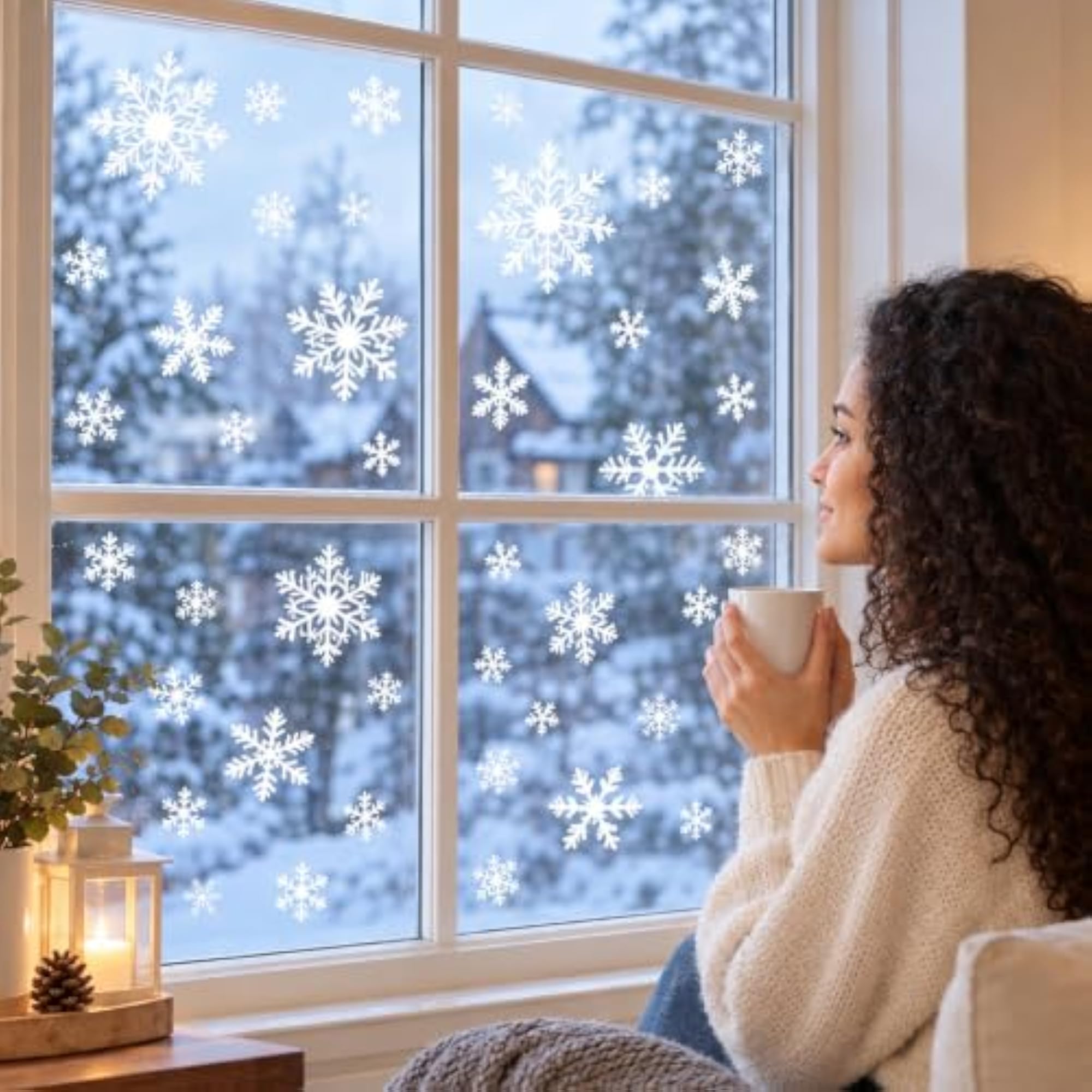 Snowflake Glass Stickers for Window 4 Sets Frosted