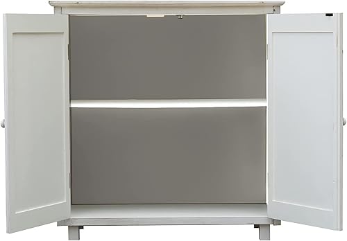 Miniatura 5 de Armario de almacenamiento de madera con 2 puertas, mesa de almacenamiento de barra de entrada, muebles de estilo rústico, 32 pulgadas de alto