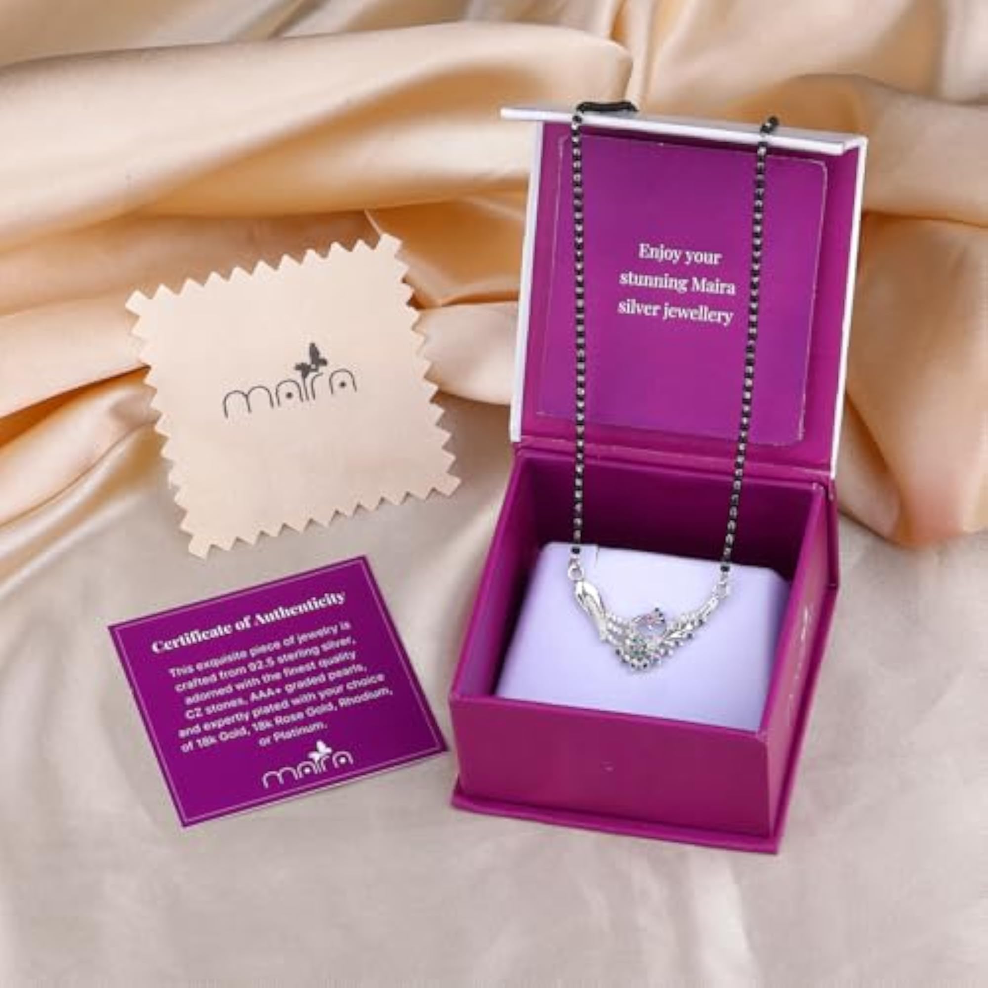 Women's 925 Sterling Silver Peacock Pendant Mangalsutra
