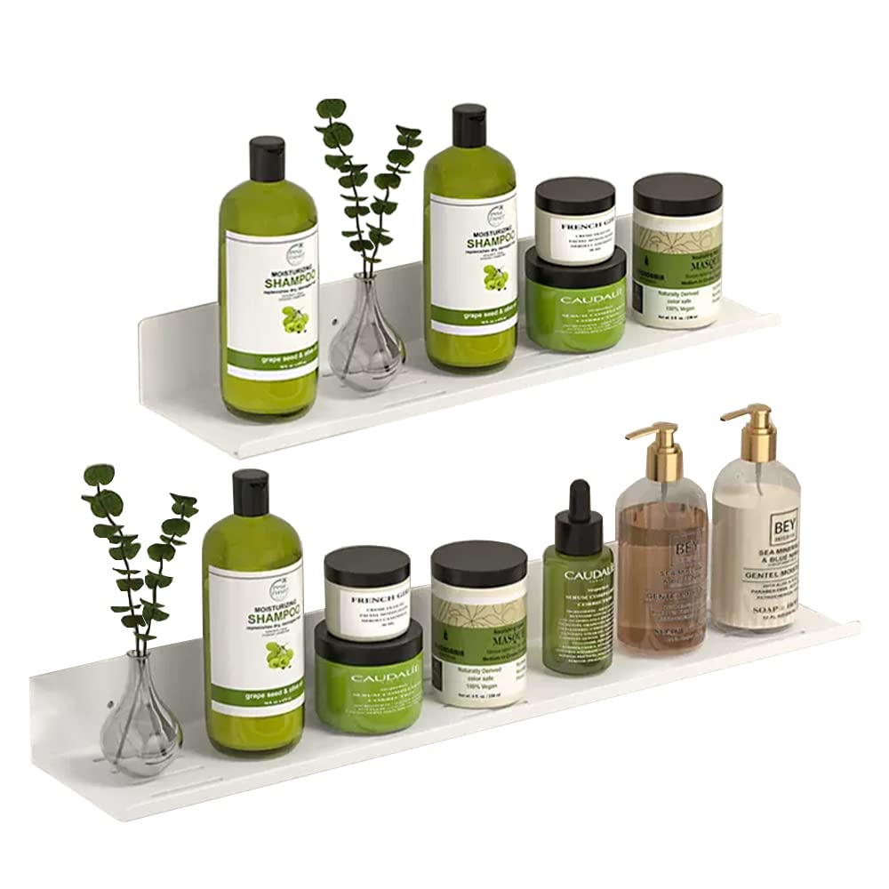 Biutimarden Estanteria Ducha Sin Taladro,2 Piezas Acero Inoxidable Drenaje Rápido Estanteria Ducha Adhesiva Colgante para Pared Organizador Baño,para Baño Cocina(30CM & 40CM,Blanco)