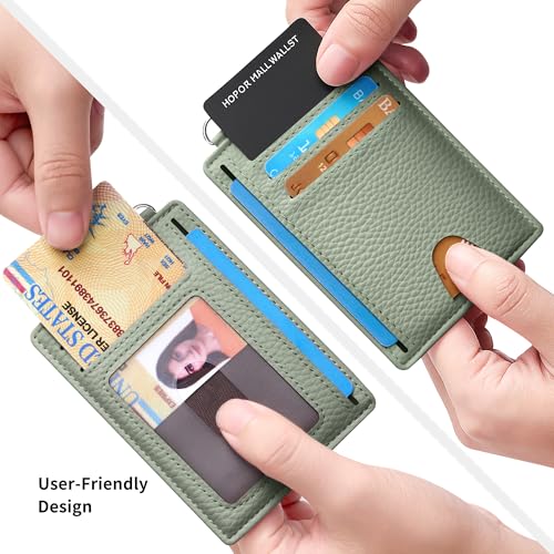 Image of Mayski Slim Wallet, Credit Card Holder for Women, Minimalist Front Pocket RFID Blocking Card Cases, Small Wallet Women Men(Litchi Green)