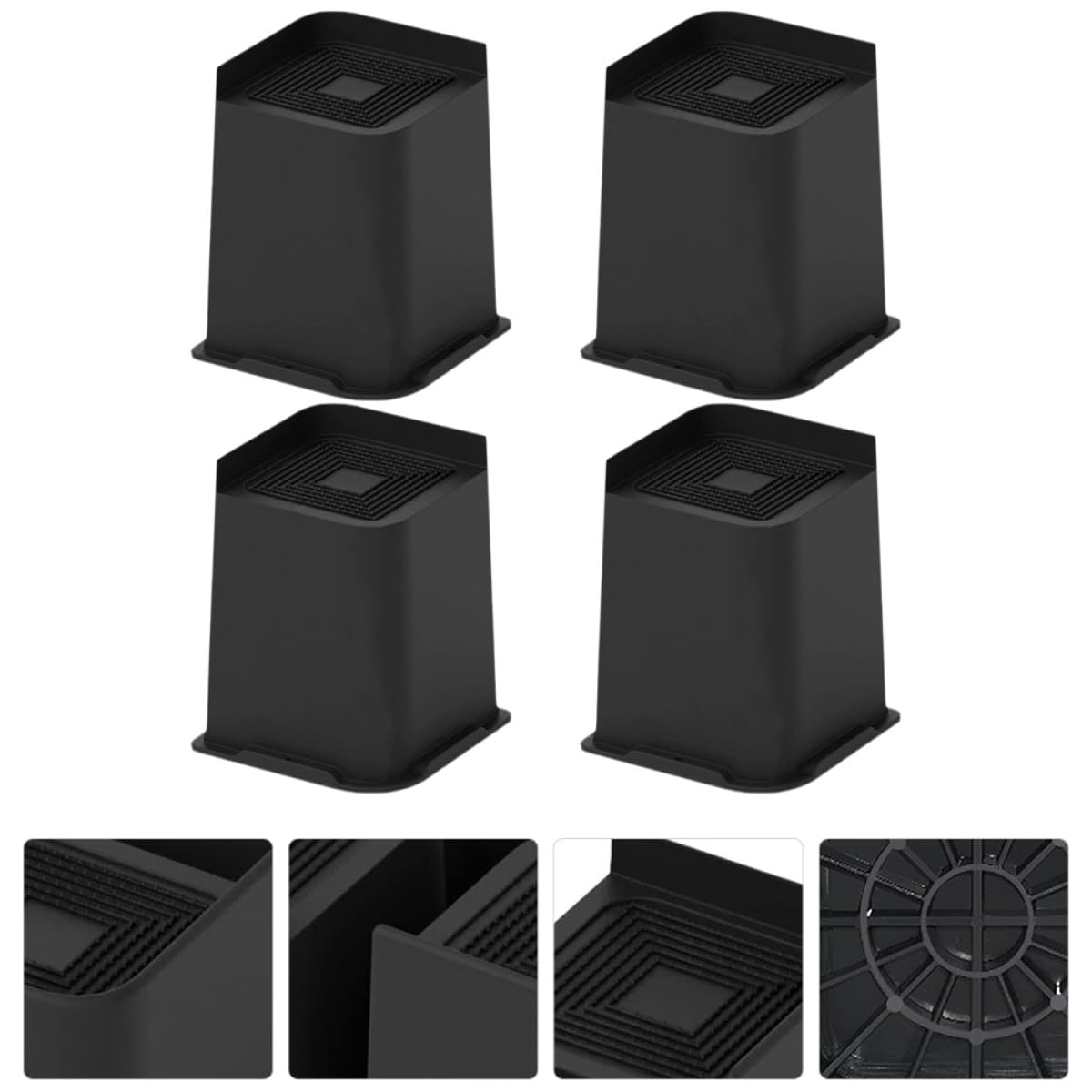 Elevadores para Patas de Sofá y Cama, 4 Piezas, Material PP Negro, Altura Ajustable y Diseño Estable para Muebles en Hogar