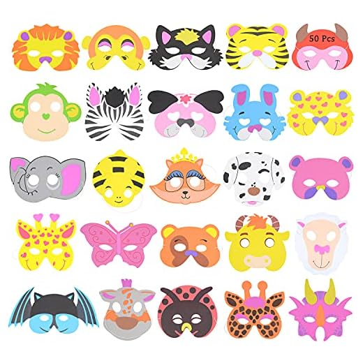 RETON Máscaras de Animales de Espuma Infantil para Fiesta (20 Piezas)