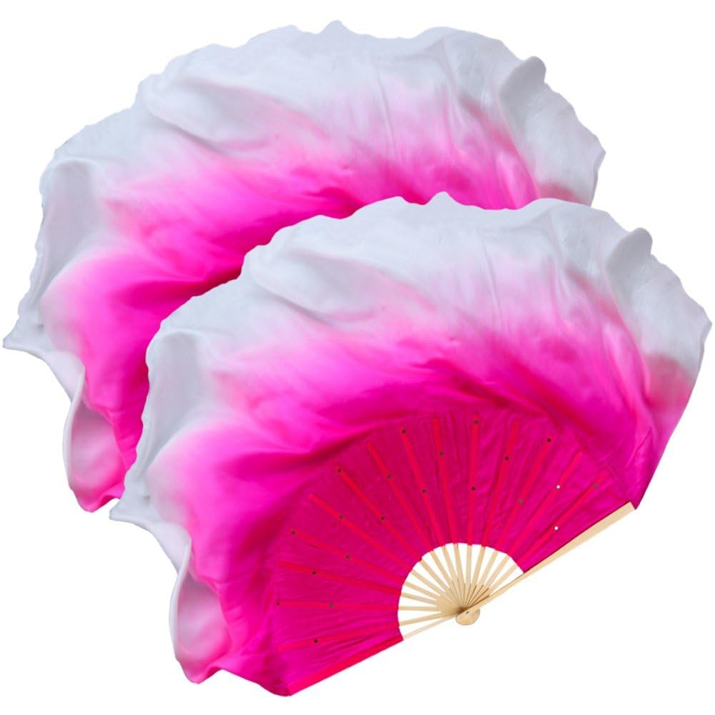 Veli di bambù di Seta Ventaglio Corto Ventagli di Danza del Ventre di Colore Sfumato bambù Colorato Ventagli di Seta Corti Velo Ventaglio di Seta Costume Ballo per