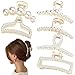 Leezmark Pearl Hair Claw Clips, Large Barrettes for Thin, Thick, Curly or Long Hair, White Jaw Clips Hair Accessories for Women and Girls