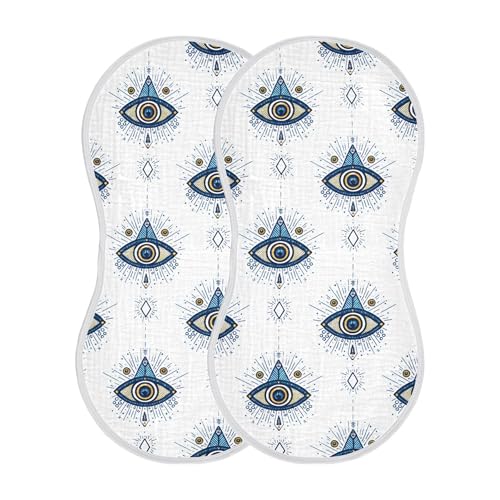xigua Boho Eyes Muslin Baby Burp Cloths Set of 2, Super Soft & Absorbent Burping Rags, Cotton Burp Clothes Shower Gift for Newborn, Baby Girls and Boys2