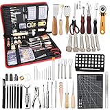 TLKKUE Leather Working Kit, Leather Working Tools for Beginners, Leather Crafting Tools and Supplies
