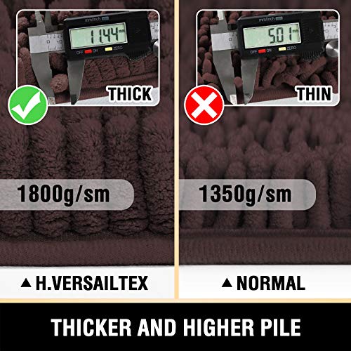 Bathroom Rugs Bath Mats For Bathroom Non Slip Luxury Chenille Bathroom Rugs Extra Soft Absorbent Shaggy Bathroom Mat Rugs Washable Fast Dry Bathroom Rugs Sets 2 Piece (Chocolate, 24" X 36"/20" X 32") #TOP1