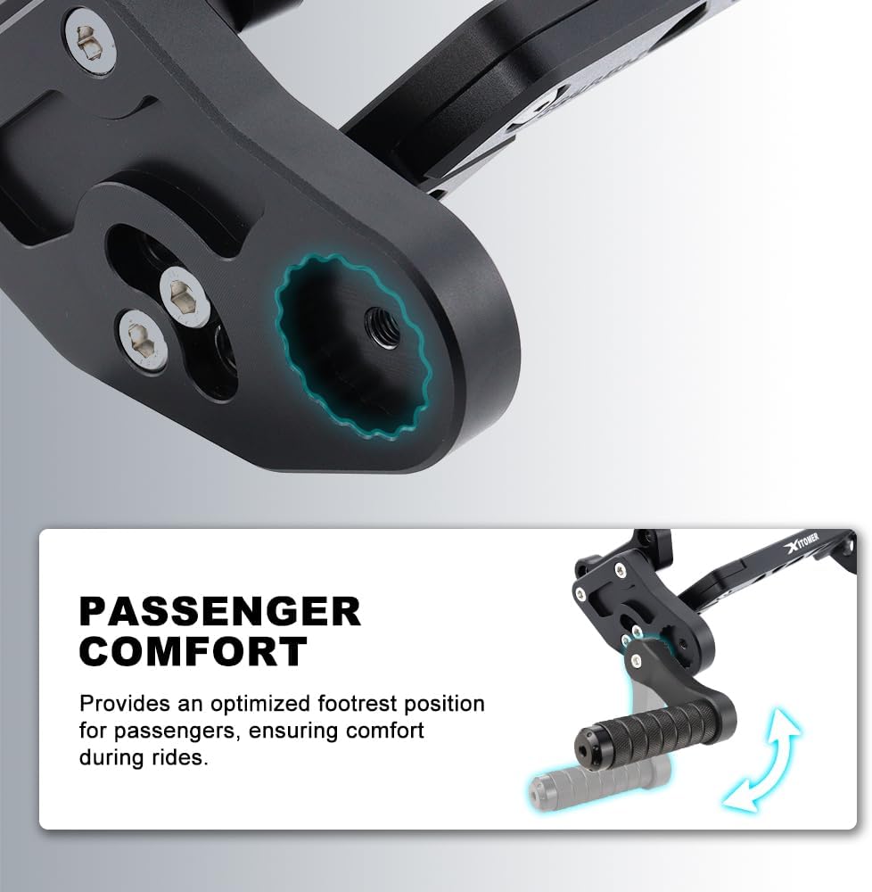 Xitomer Adjustable Subcage Compatible with FZ-07 MT-07 2014-2025, Passenger Step Plate, Rear Footrests Subcage, Passenger Peg Guard, Peg Support Stunt Protection