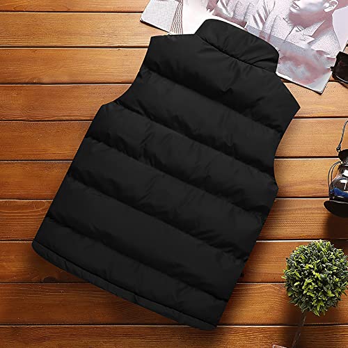 HGps8w Plus Size Women's Puffer Vest, Stand Collar Sleeveless Zip Up Puffy Coats Warm Winter Padded Gilet Jacket With Pockets3