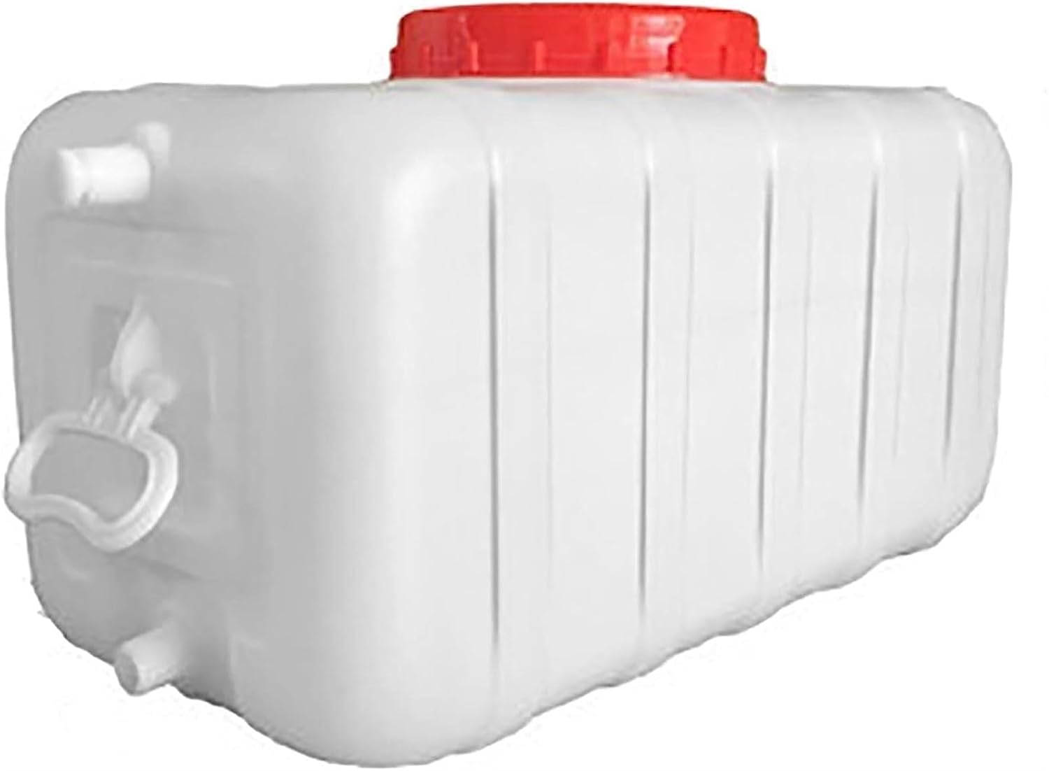 Portable Horizontal Water Storage Container Rain Barrels to Collect Rainwater Tank Emergency Water Barrel Container with Tap White