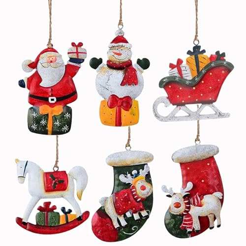 DAHI 6pcs Metallanhänger für den Weihnachtsbaum Schneemann und...