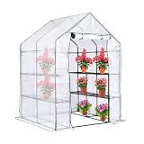 DECOHS Walk-in Greenhouse Replacement Cover with Roll-Up Zipper Door -56x56x76 inch PE Greenhouse Co