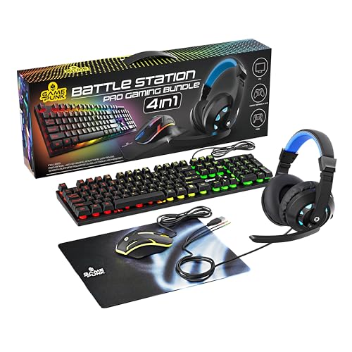 Game Punk 4-Piece PC Gaming Bundle with RGB Keyboard, LED...