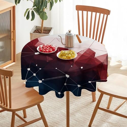 Nappe ronde lignes rouges de qualité supérieure 127x127 cm imperméable et lavable
