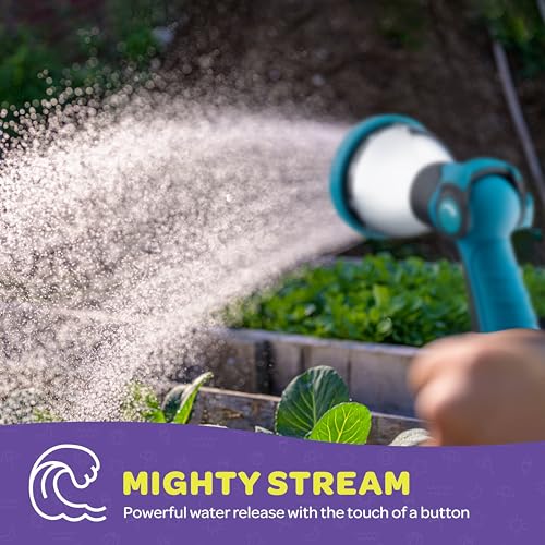 Image of Hose Nozzle [2 Pack] Heavy Duty Hose Sprayer With 10 Adjustable Watering Patterns. Thumb Control Design, Comfortable Ergonomic Grip, Garden Hose Nozzle for Watering Plants & Lawns /Fun showers /Cleaning