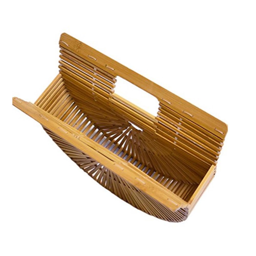 Bambustaschen für Frauen Handgemachte Bambus Frauen Handtasche Holz Geldbörse Strand Bambus Tasche Reise Tragetasche Stroh Strand Geldbörse