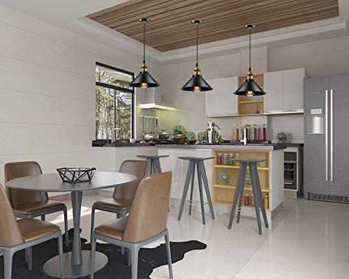 Licperron Industrial Pendant Light E26 E27 Base, Vintage Retro Pendant Light Fixtures Home Kitchen Lighting UL Approval, Bar Lights Hanging, 3 Pack - Image 4