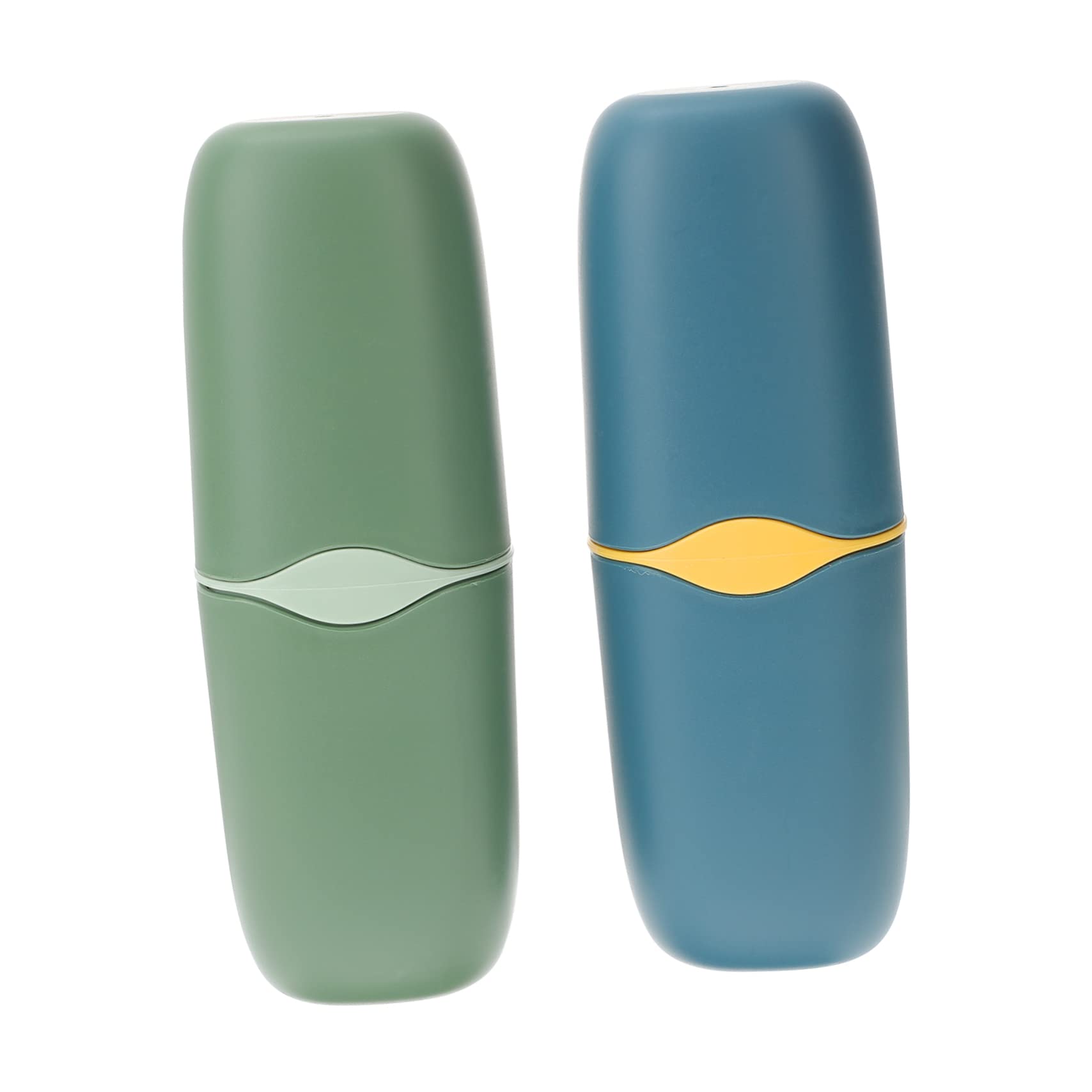 Holibanna 2pcs Portable Travel Toothpaste Holder Toothbrush Storage Case Compact Sealed Design for Clean Tidy Organization of Oral Care The Go Green Blue