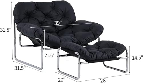 Miniatura 3 de Sillas de muebles para adolescentes, sillas de dormitorio con otomana, cómoda silla de descanso, silla Lazy Boy, color negro
