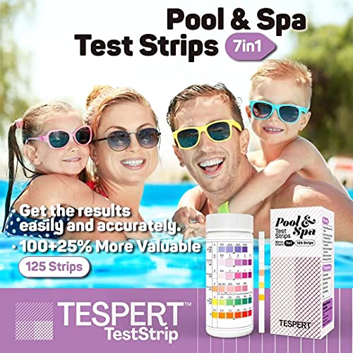 TESPERT Pool and Spa Test Strips Hot Tub Test Strips 7in1 125 Strips