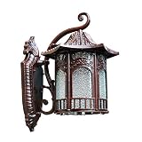 Luz de la pared europea Luz de pared al aire libre E27 lámpara de pared acrílico aluminio IP44 Luz exterior Matt Black Vintage Lámpara de pared Lámpara de pared Luz impermeable y óxido Villa Jardín Ba