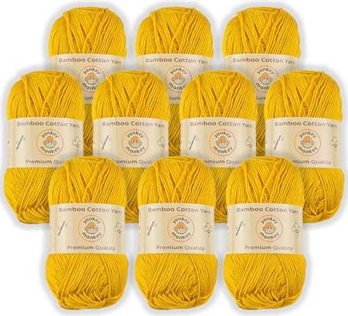 Image of 10-Pack of Yonkey Monkey 500 Grams Yarn - 70% Rayon derived from Bamboo, 30% Cotton - Imported (Turmeric)