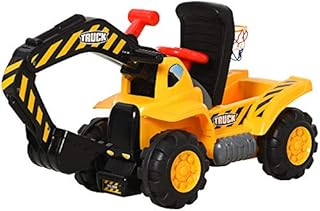 HOMCOM Kids Ride On Excavator Digger w/ Storage Basketball Net Steering NO POWER Wheel Vehicle Truck Toy