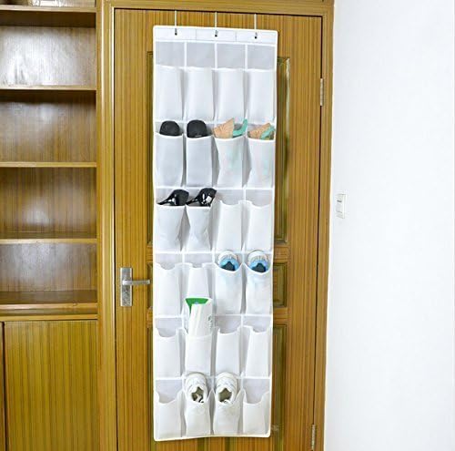 Over the Door Shoe Organizer that Surpasses all Shoe Storage Solutions, Superior Over the Door Organizer - 24 Large Pockets and 4 Reversible Over the Door Hooks