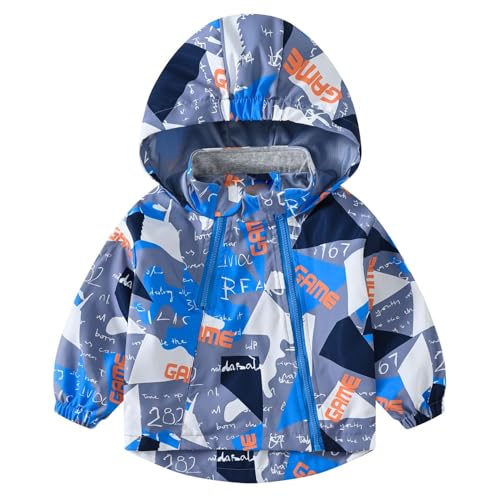 Little Boys Windproof Hooded Jacket Kids Outdoor Waterproof Jackets Windbreaker