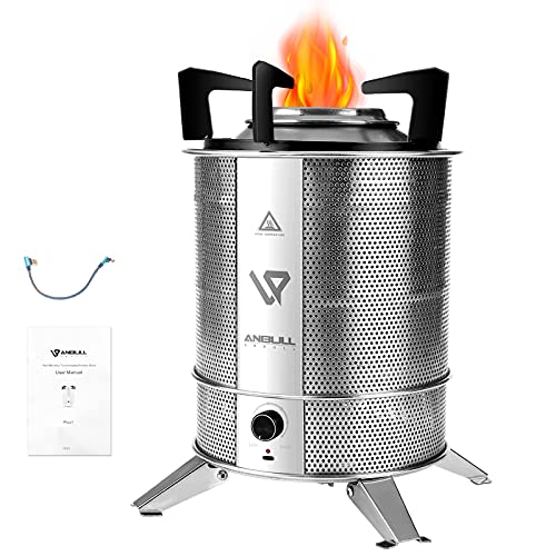 Anbull Biomass Stove Wood Stove Camping Stove - Lightweight Wood Burning Stove. Compact Camp Stove Kit for Backpacking, Camping, Survival. Burns Twigs - Stainless Steel