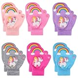 QKURT Guantes Mágicos para Niños Pequeños Manoplas de Punto Elásticos Guantes Invierno Unicornio Arcoíris para Infantiles Bebés 1-4 Años