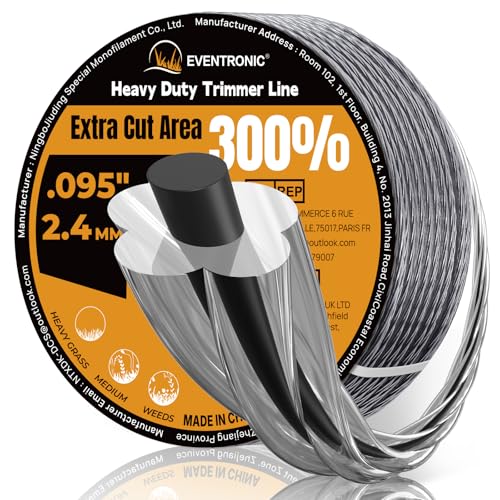 Eventronic Weed Eater String, 095'' Heavy Duty String Trimmer Line, Twisted Dual Core Weed Wacker...