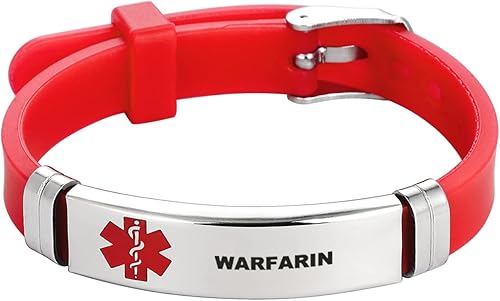 Miniatura 5 de Pulsera de identificación médica con nombre grabado, alerta médica, pulsera deportiva ajustable de silicona para hombres y mujeres, acero inoxidable