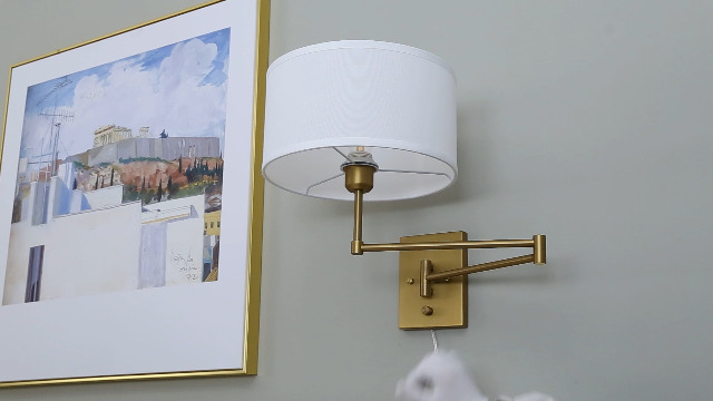 JIMUBEAM Vintage Fabric Plug-in Cord Wall Sconce, Indoor Swing Arm